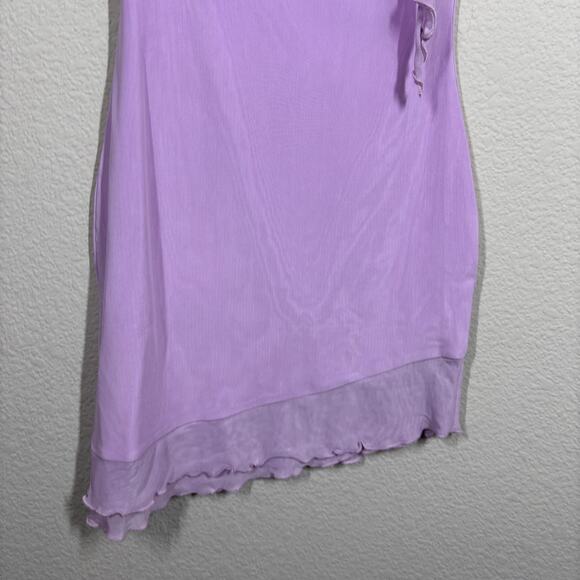 Princess Polly Size 2 Lorello Mini Sheath Dress Purple Asymmetric Flower Trim - Picture 7 of 10